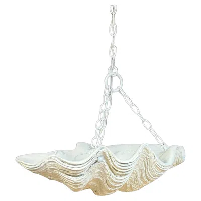 Pre-owned Serge Roche Attributed Cast Painted Plaster Clam Shell Chandelier, 1950s In Sand