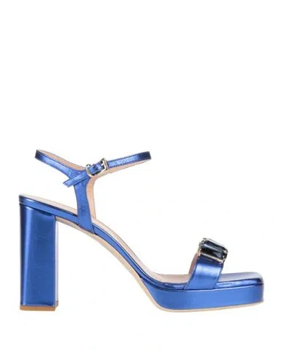 Sergio Cimadamore Woman Sandals Blue Size 8 Leather