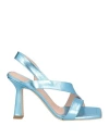Sergio Cimadamore Woman Sandals Light Blue Size 8 Soft Leather