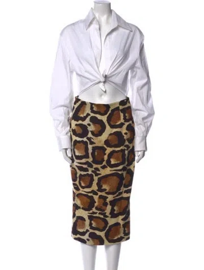 Pre-owned Sergio Hudson Animal Print Midi Length Dress In Multi