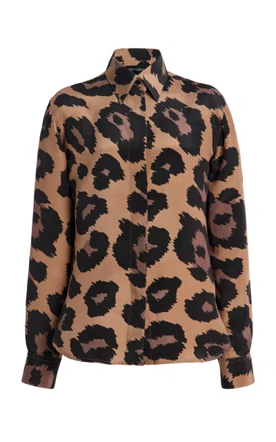 Sergio Hudson Animal-printed Silk Crepe Top In Animal Print