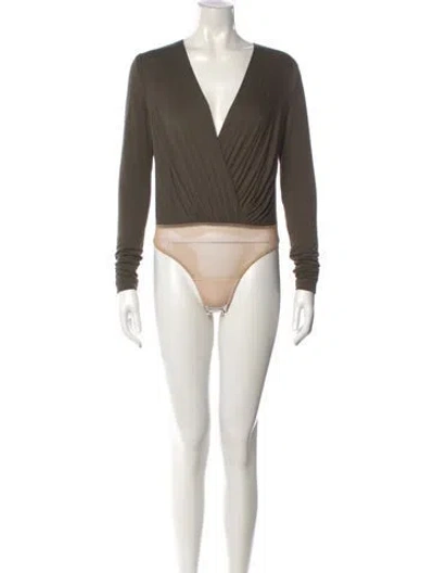 Pre-owned Sergio Hudson Bamboo V-neck Bodysuit In Green
