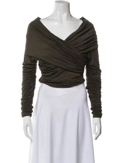 Pre-owned Sergio Hudson Bamboo V-neck Top In Green