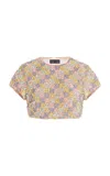 Sergio Hudson Beaded Cropped Top In Multi