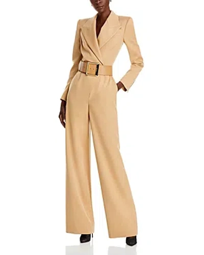 Sergio Hudson Double-breasted Jumpsuit In Camel