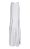 Sergio Hudson Bias Evening Silk Skirt In Silver