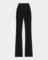 Sergio Hudson Silk Satin-trimmed Wool-blend Crepe Wide-leg Pants In Ebony