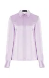 Sergio Hudson Button-down Silk Blouse In Purple