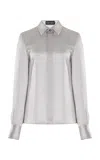 Sergio Hudson Button-down Silk Blouse In Silver