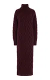Sergio Hudson Cable Knit Cashmere Midi Dress In Burgundy