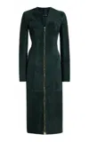 Sergio Hudson Corseted Suede Dress In Dark Green