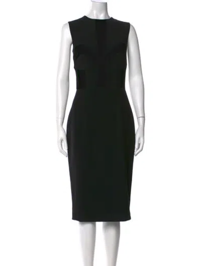 Pre-owned Sergio Hudson Crew Neck Knee-length Dress In Black