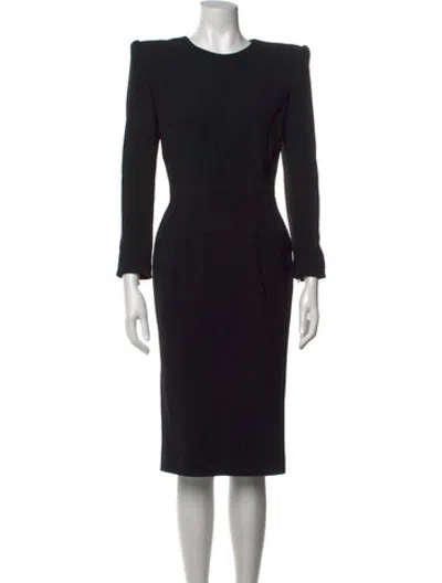 Pre-owned Sergio Hudson Crew Neck Knee-length Dress In Black