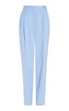 Sergio Hudson Cropped Double-pleated Pants In Light Blue