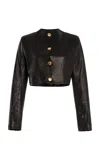 Sergio Hudson Cropped Leather Jacket In Black
