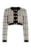 Sergio Hudson Cropped Military Jacket In Black,white