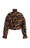 Sergio Hudson Cropped Silk Faille Utility Jacket In Brown