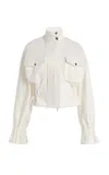 Sergio Hudson Cropped Silk Faille Utility Jacket In White
