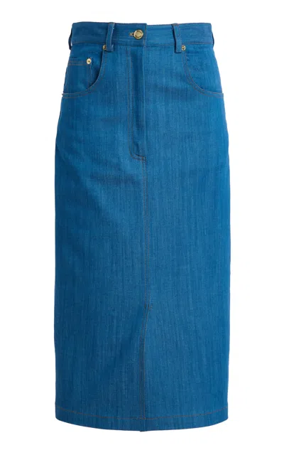 Sergio Hudson Denim Pencil Skirt In Blue