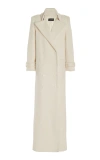 Sergio Hudson Double-breasted Cashmere Maxi Coat In White