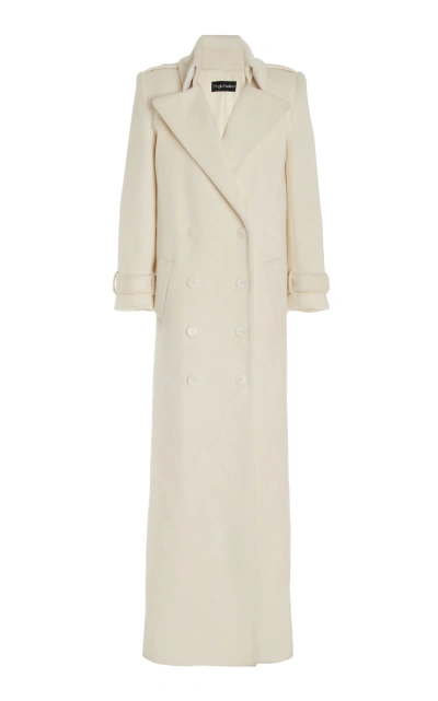 Sergio Hudson Double-breasted Cashmere Maxi Coat In White