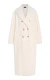 Sergio Hudson Double Breasted Oversized Coat In Ivory