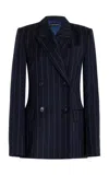 Sergio Hudson Double Breasted Wool Blazer In Navy