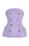 Sergio Hudson Double Breasted Wool Bustier In Purple