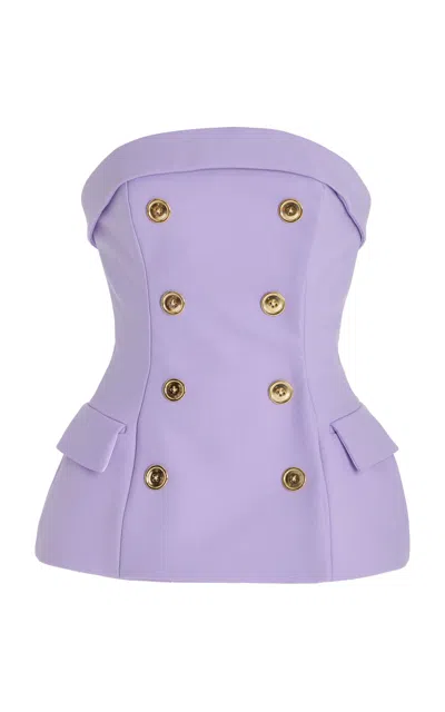 Sergio Hudson Double Breasted Wool Bustier In Purple