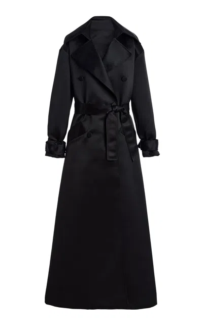 Sergio Hudson Double-faced Satin Evening Coat In Black