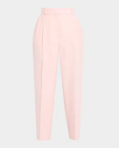 Sergio Hudson Double Pleated Straight-leg Ankle Pants In Pink