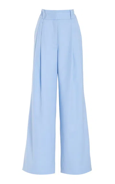 Sergio Hudson Double-pleated Wool Trousers In Light Blue