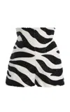 Sergio Hudson Embroidered Denim Corset Mini Shorts In Animal Print