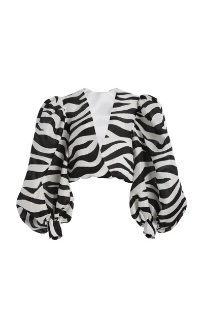 Sergio Hudson Faux Wrap Silk Gazar Top In Black