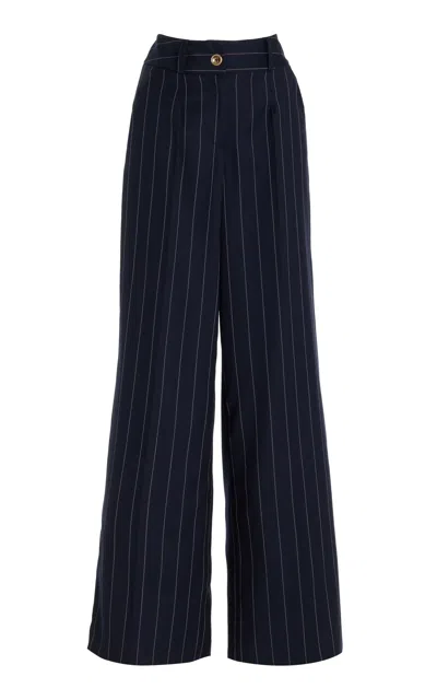 Sergio Hudson Flat Front Wide Leg Pants In Navy