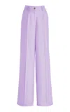 Sergio Hudson Flat Front Wide Leg Pants In Purple