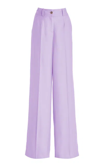 Sergio Hudson Flat Front Wide Leg Pants In Purple