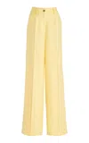 Sergio Hudson Flat Front Wide Leg Pants In Yellow
