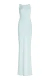 Sergio Hudson Halter Cotton-knit Maxi Dress In Light Blue