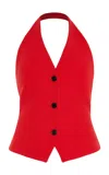 Sergio Hudson Halter Wool Crepe Vest In Red