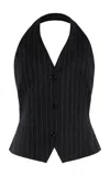 Sergio Hudson Halter Wool Crepe Vest In Stripe