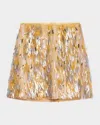 Sergio Hudson Hand Embroidered Sequin Mini Skirt In Silveryellowpink