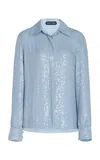 Sergio Hudson Hand-embroidered Top In Light Blue