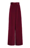 Sergio Hudson High-rise Stretch Silk-satin Pants In Burgundy