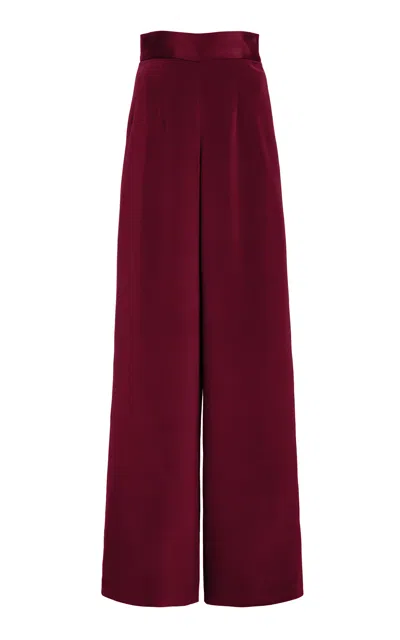 Sergio Hudson High-rise Stretch Silk-satin Pants In Burgundy