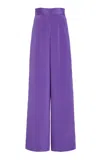 Sergio Hudson High-rise Stretch Silk-satin Pants In Purple