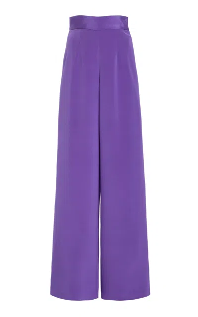 Sergio Hudson High-rise Stretch Silk-satin Pants In Purple