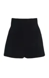Sergio Hudson High Waisted Wool Crepe Shorts In Black