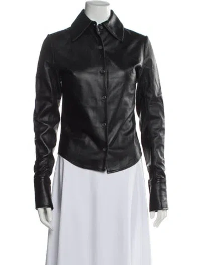 Pre-owned Sergio Hudson Leather Biker Jacket In Blue