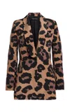 Sergio Hudson Leopard-printed Long Shawl Blazer In Animal Print